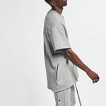 Men's Nike NRG Ti Warm Up Top x Fear of God FOG Gray Zipper Short Sleeve Tops 'Dark Grey Heather Black' AR0629-063