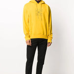 Off-White FW20 Workers Logo Printing Hooded Pullover Men Yellow OMBB034E20FLE0031810