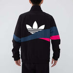 Men's adidas originals TS Track Top Logo Printing Contrasting Colors Sports Jacket Autumn Black H46698