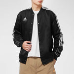 adidas Classic Stripes Logo Windproof Baseball Jacket Men's Black GL6860