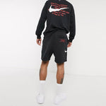 Nike Swoosh French Terry Short Alphabet Printing Casual Sports Shorts Black DB4958-010