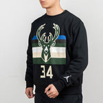 Air Jordan NBA Milwaukee Bucks Sports Fleece Round Neck Black DC0814-010
