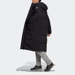 adidas Big Baffle Coat Outdoor Sports Long Loose hooded down Jacket Black GT6536