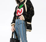(WMNS) Gucci GG Apple Printed Short Sleeve Black 580762-XJB7U-1082