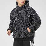 Men's Converse Athleisure Casual Sports Splash Ink Printing Hooded Fleece Lined Pullover Full Print 10022229-A01