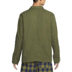 Men's Nike Solid Color Logo Lapel Casual Long Sleeves Military Green Jacket DQ5185-326