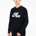 Men's Air Jordan Logo Printing Fleece Lined Stay Warm Sports Pullover Round Neck Black DJ0241-010