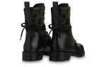 (WMNS) LOUIS VUITTON LV Flat Ranger Boots 'Black with Olive Green Monogram' 1AADKK