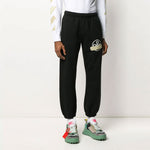 Off-White Black Gold Rubber Strap Stripe Sports Pants Black OMCH022R20E300021048