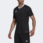 Men's adidas Contrasting Colors Collar Logo Casual Sports Short Sleeve Black T-Shirt HE1573