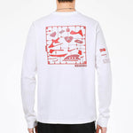 Men's Nike Sportswear Shoes Pattern Printing Sports Round Neck Long Sleeves White T-Shirt DJ1380-100