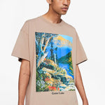 Men's Nike ACG Landscape Pattern Printing Round Neck Short Sleeve Khaki T-Shirt DA4877-247