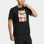 Men's adidas neo SS22 Pattern Cartoon Printing Sports Pullover Short Sleeve Black T-Shirt HS6807