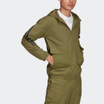 Men's adidas Fi Wv Bst Fz Sports Stylish Stripe Hooded Jacket Military Green H65369