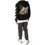Off-White Printing hooded Zipper Jacket Black OMBE001E19E300051088