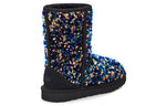 (WMNS) UGG Classic Short Stellar Sequin Snow Boots Black/Blue 1112514-BLK