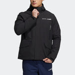 adidas Solid Color Alphabet Short Zipper Hooded Down Jacket Men's Black HG3927