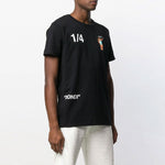 Men's Off-White 1/4 Back Printing Short Sleeve Black T-Shirt OMAA027R191850071088