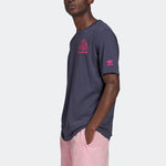 adidas originals Kevin Lyons Tee Back Cartoon Pattern Printing Round Neck Casual Short Sleeve Couple Style Navy Blue HC7123