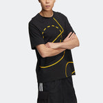adidas neo Geometry Pattern Printing Round Neck Short Sleeve Unisex Black T-Shirt HM9999