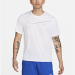Men's Nike Large Logo Sports Training Breathable Quick Dry Round Neck Short Sleeve White T-Shirt DM4812-100