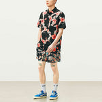 Vans Unisex Flowers Printing Short Sleeve Shirt Black Blue VN0A5E6HZCS