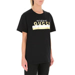 (WMNS) Gucci Gold And Silver Striped Letter Logo Short Sleeve For Black 615044-XJCRC-1082