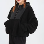 (WMNS) Converse Full Zip Lamb Wool Hooded Jacket Black 10020285-A02