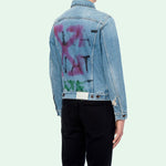 Off-White Spray Paint Graffiti Jacket Men Blue OMYE005E193860457128