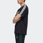 Men's adidas neo Casual Breathable Sports Stripe Printing Short Sleeve Black T-Shirt GK5871