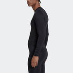 Men's adidas Solid Color Logo Slim Fit Sports Training Long Sleeves Black T-Shirt HK2336