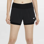 (WMNS) Nike Eclipse 2-in-1 Running Training Solid Color Sports Woven Shorts Black CZ9571-010