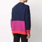 Off-White SS21 Colorblock Logo Round Neck Long Sleeves Blue OMHE048R21KNI0014972