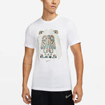 Men's Nike Lebron James Lion Pattern Round Neck Pullover Short Sleeve White T-Shirt DM2468-100