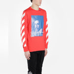 Off-White Bernini Diagonal Stripe Print T shirt 2030 Red/Blue OMAB001F181850112030