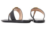 (WMNS) Gucci Thong Sandal With Double G 'Black Leather' 497444-A3N00-1000