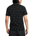 Men's Nike Logo Full Print Round Neck Pullover Short Sleeve Black T-Shirt DR7910-010