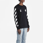 Off-White MENS Virgil Abloh Diag Hand Card Long Sleeve Tee Black OMAB001E191850111088