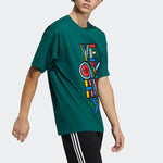 adidas originals Artist Tee Ss Earth Printing Sports Round Neck Short Sleeve Forest Green HA2248