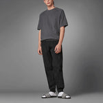 Men's adidas Solid Color Round Neck Straight Short Sleeve Dark Grey T-Shirt HD4790