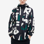 Men's FILA Full Print Casual Woven Hooded Jacket Black F11M219707F-ZA