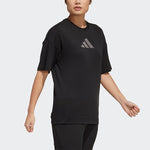 (WMNS) adidas Logo Pattern Round Neck Sports Short Sleeve Black T-Shirt H55256