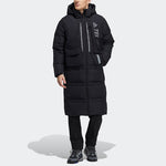 adidas Outdoor Sports Detachable Vest Long Hooded With Down Feather Jacket Black H13853