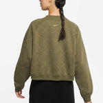 (WMNS) Nike Athleisure Casual Sports Fleece Lined Short Round Neck Pullover Hoodie Green DM7281-222