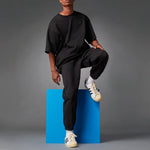 adidas originals Solid Color Logo Round Neck Pullover Short Sleeve Black H23136
