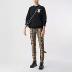 (WMNS) Burberry Pattern Round Neck Long Sleeves Pullover Hoodie Black 80243461
