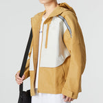 Men's adidas Th Protek Wvjkt Colorblock Athleisure Casual Sports Hooded Jacket Brown Yellow HM5167