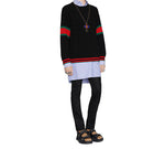 Gucci Chucky Grg Long-Sleeved Sweater With Striped Round Neck At Hem Cuffs For Men Black 548115-X1561-1082