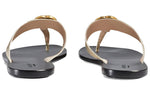 (WMNS) Gucci Double g Metallic Leather Gold Color Slippers 497444-0B7N0-7100