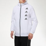 adidas Logo Print Woven Hooded Jacket Men's White GK9419